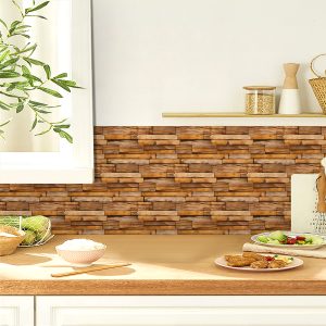 Special-shaped Wood Grain Wall Stickers, PVC Waterproof Peel-and-stick Wallpaper For Kitchen Splashback, Bathroom, Dormitory Decoration With Moisture-proof Self-adhesive Wallpaper