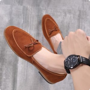 Genuine Leather Suede Slip-on Loafers