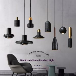 Black Cave Stone Restaurant Aisle Bedside Creative Terrazzo Chandelier