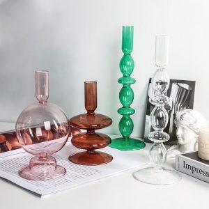 Colored Glass Candlestick Living Room And Wine Cabinet Decorations Ornaments