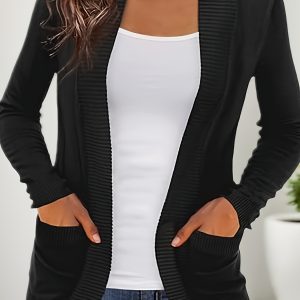 2025 Women's New Cardigan, Solid Color Knitted Jacket, Casual Lightweight Cardigan With Pockets, Fashionable Top For Streetwear Women