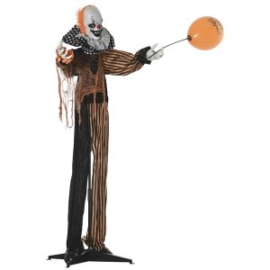 5ft Life Size Outdoor Halloween Decoration, Talking Circus Clown With Sound And Motion Activated, Light Up Eyes