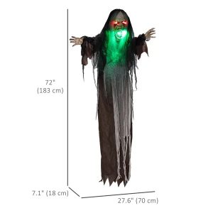 6' Life Size Decoration Animatronic Green Big-mouth Monster Outdoor Halloween, Sound And Motion Activated