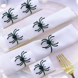 In Stock Halloween Napkin Ring Black Spider Napkin Ring Ghost Festival Party Ghost Hotel Table Decoration Napkin Ring