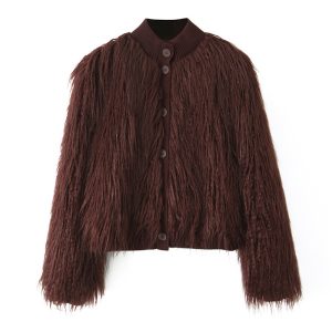 Fashion Temperament Women's Artificial Fur Effect Knitted Coat