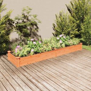 Raised Bed with Insert Brown 240x60x25 cm Solid Fir Wood