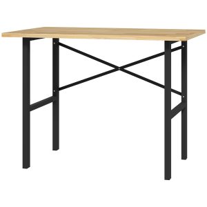 46L X 28W Garage Table With X Bar Support And Natural Tabletop, Natural Black
