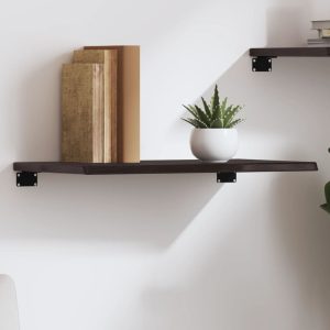 Wall Shelf Dark Brown 60x40x2 cm Solid Oak Treated