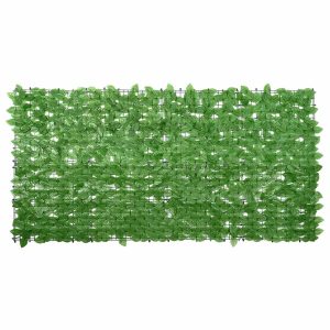 Balcony Privacy Screen with Green Leaves 200x100 cm