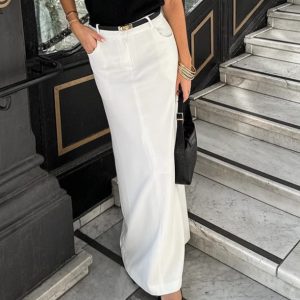 Women's Simple White Temperament Straight Casual Skirt