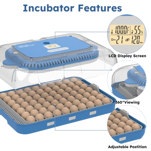 70 Egg Incubator With Automatic Turning & Humidity Control - Digital Poultry Hatcher For Chicken, Duck, And Quail Eggs-Auto Humidification & Temp Regulation For Farm, School & Lab Use