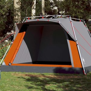 Camping Tent 4 Persons Grey and Orange Quick Release