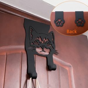 Strong Fantastic Wall Mounted Accessories Iron Decorative Black Cat Punch-free Door Hook