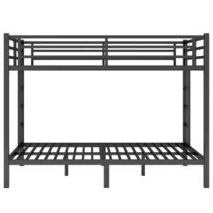 Metal Queen Over Queen Bunk Bed For Teens And Adults,Space-Saving Noise Reduced No Box Spring Needed, Black