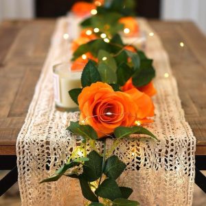 Orange Rose Vine Artificial Fake Flower Christmas Halloween Home Decoration