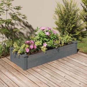 Raised Bed with Insert Grey 120x45x25 cm Solid Fir Wood