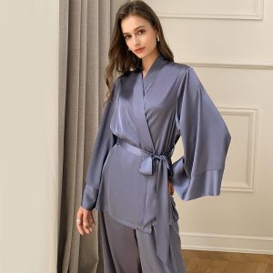 Long Sleeve French Ice Silk Long Sleeve Blouse And Pants
