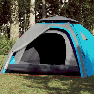 Dome Camping Tent 4 Persons Blue Quick Release