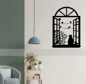 Modern Cat Window Acrylic Wall Art
