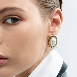 Stainless Steel Vintage Pearl Ear Studs Women's Earrings Do Not Fade