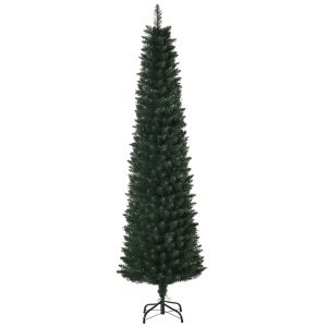 6FT Artificial Christmas Tree Xmas Pencil Tree Holiday Home Indoor Decoration With Foldable Black Stand For Party, Green
