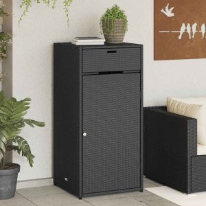 Garden Cabinet Black 55x55x111 cm Poly Rattan