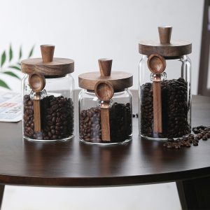 3Pcs Glass Coffee Jars With Spoons,Candy Jars,Biscuit Jars,Storage Jars,Tea Jars