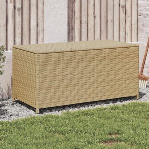 Garden Chest Beige 190L Poly Rattan