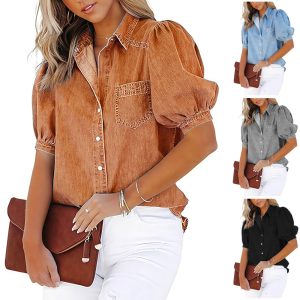 Spring And Autumn New Denim Women's Shirt