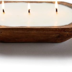 Handmade Vintage Lavender Wooden Basin Candle Three Lamp Wick