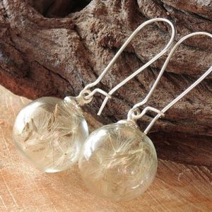 Transparent Earrings Crystal Dandelion Seed Glass Ball Ear Hook
