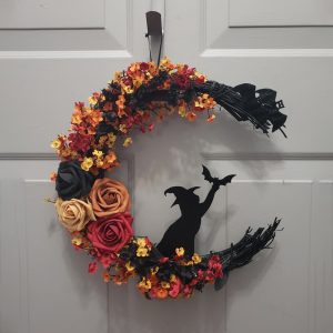 Halloween Wreath Witch Cat Moon Wreath Bat