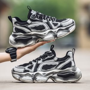 Personalized Brush Color Mesh Casual Height Increasing Men's Sneaker