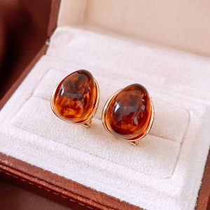 Amber Water Drop Ear Studs Ear Clip