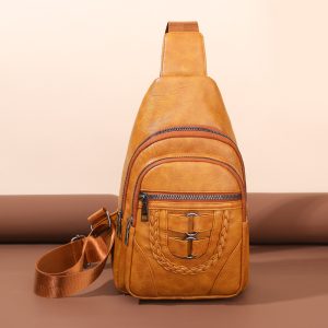 Simple Chest PU Soft Leather Textured Shoulder Bag