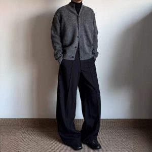 Vintage Zipper Rib Knitted Cardigan Jacket