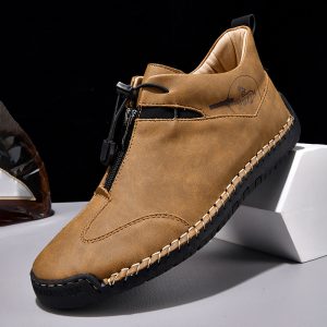Casual Men's Leather Shoes Travel Middle-aged Doudou Light And Comfortable