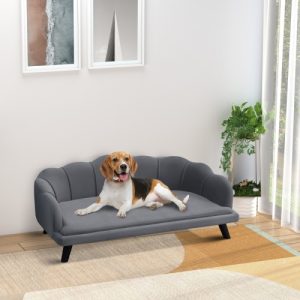 PawHut Dog Sofa, Pet Couch Bed For Medium, Large Dogs, With Legs, Cushion - Grey