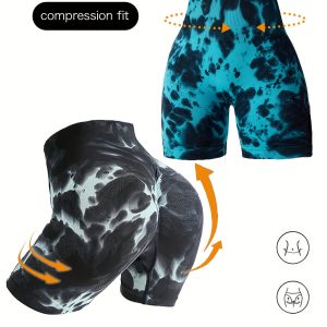 2 Pack Women's High Waist Tie Dye Seamless Workout Shorts
