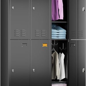 6 Doors Employee Locker With 18 Hooks,Industries Double Tier Metal Locker For School Office Gym Home Employees Staff Sundries Room