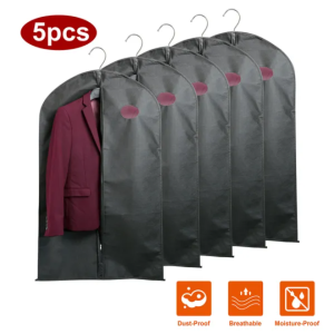 5Pcs Garment Bags Hanging Suit Bags Covers Breathable
