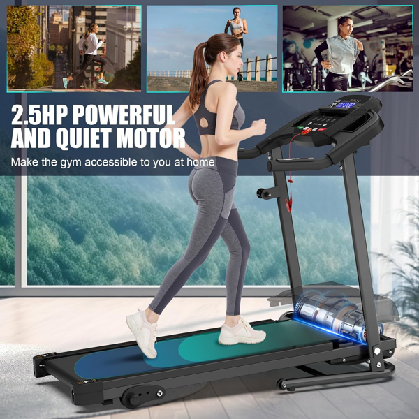 Compact Folding Treadmill for Home - 2.5HP Quiet Brushless Motor, 3-Level Incline, 7.5 MPH, Shock Absorption, Space-Saving Design for Running, Walking - Treadmill for Small Spaces & Home Use-15