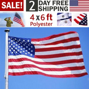 4X6FT Polyester American Flag 120cmX180cm USA Flag Outdoor Yard Decor Stars Brass Grommets