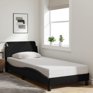 Bed Frame with Headboard "Dover" Black 90x200 cm Fabric