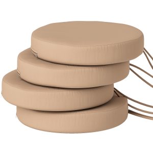 Patio Chair Cushions Set Of 4 Round Seat Cushions For Dining Bistro Chairs Machine Washable, 15 X 15 X 3, Khaki