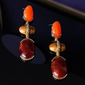 Colorful Geometric Ear Studs Retro Court Light Luxury Distressed Earrings