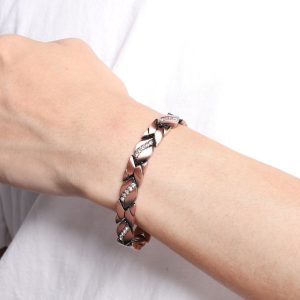 Retro Bowknot Five Diamond Strong Magnetic Red Copper Magnetic Therapy Bracelet