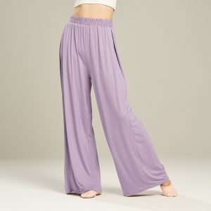 Women's Solid Color High Waist Stretch Modal Cloud Wide Leg Pants