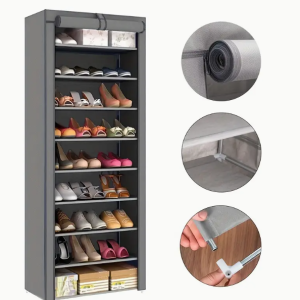 9-Tier High Capacity Shoe Rack Management, With Dust Cover, Space-Saving Entryway Shoe Rack, Easy To Assemble, Suitable For Home Use