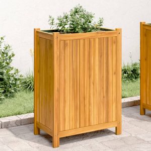 Planter with Insert 54x31x75 cm Solid Acacia Wood